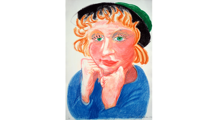 David Hockney, «Celia with Green Hat», 1984, Lithografie auf Papier, 76 x 56.5 cm, Tate: Schenkung des Künstlers 1993 © David Hockney / Tyler Graphics Ltd., Photo: Richard Schmidt