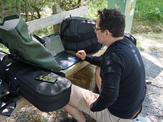 Felix Heri, Head of Contemporary, in his outdoor office