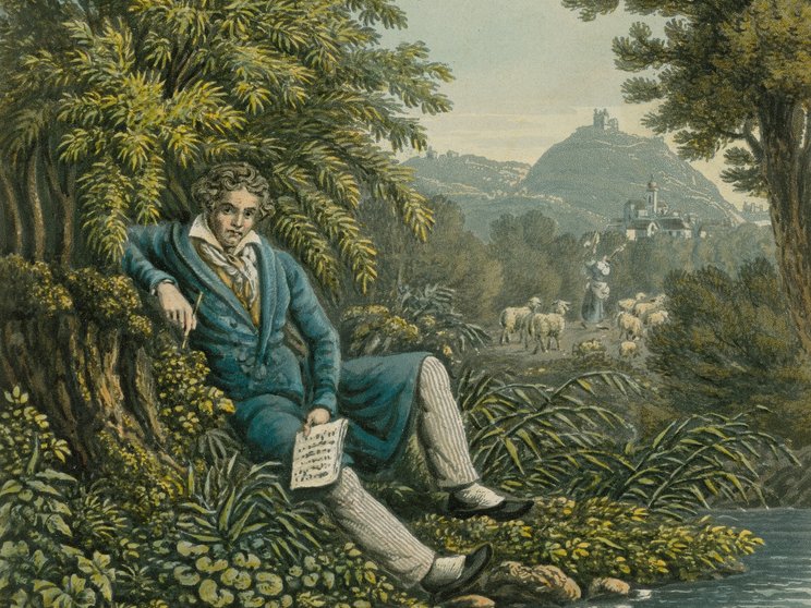 Beethoven komponiert die «Pastorale», Aquatintaradierung nach einer Zeichnung von Franz Hegi, 1839