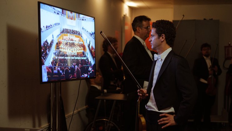 Backstage bei einer Konzertübertragung mit dem Lucerne Festival Orchestra © Geoffroy Schied / Lucerne Festival