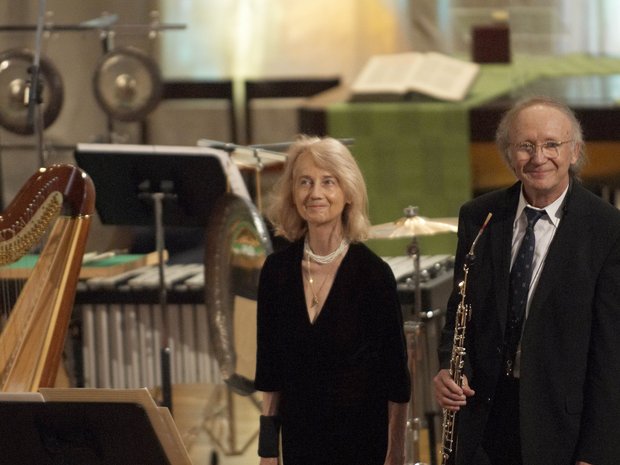 Heinz Holliger mit seiner Frau Ursula nach einem gemeinsamen Auftritt in der Lukaskirche (2006)