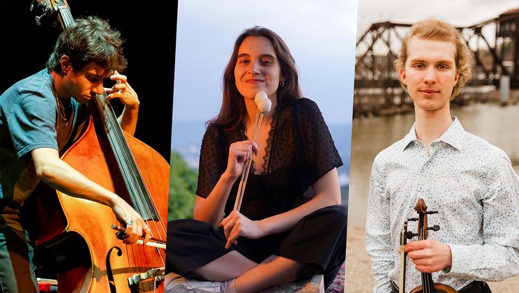 Pietro Elia Barcellona, Bárbara Ribeiro und Benjamin Frueh, Gewinner*in des Fritz-Gerber-Awards 2026 © Stepjan Kaffa / zvg / Brittany Hudson