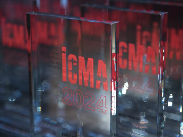 Award trophies wait to be collected by the laureates