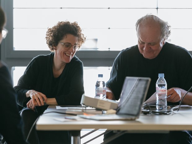 Komponistin Olga Neuwirth und Academy-Leiter Wolfgang Rihm beim ersten Composer Seminar 2016