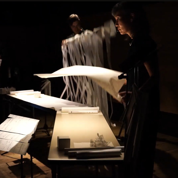 Screenshot of a recording of Kotoka Suzuki's "In Praise of Shadows" with Hyun-Mook Lim, Michael Murphy, and Kotoka Suzuki at Ryogoku Monten Hall, Tokyo. 2025