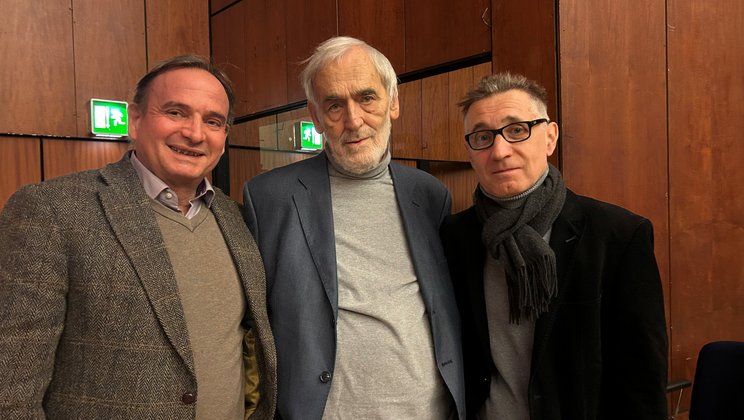 Mark Sattler, Helmut Lachenmann, and Mark Andre, 2026 © Julia Lachenmann